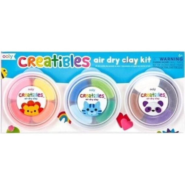 Set de modelare cu lut colorat, Ooly, instrumente incluse, uscare la aer, multicolor