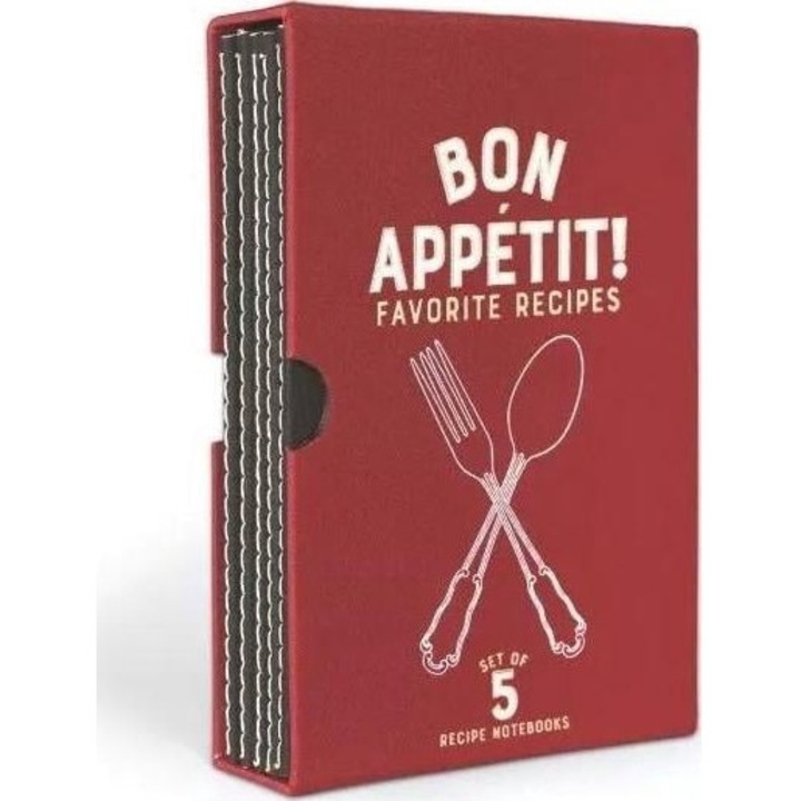 Set 5 carnetele pentru retete, DesignWorks Ink, Rosu/Negru