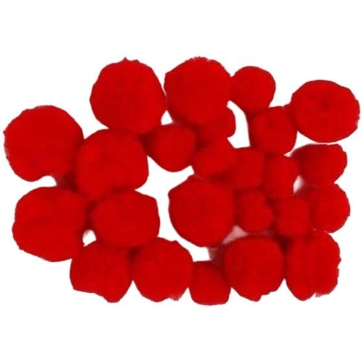 Set 12 pompoane acrilice, Fandy, Rosu
