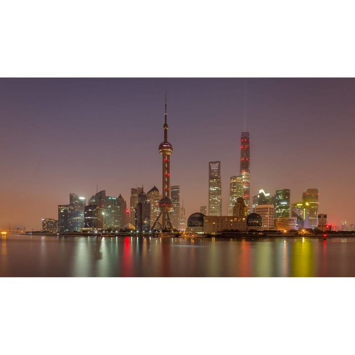 Fototapet autoadeziv PVC - Raul Huangpu Si Orasul Shanghai, 160 x 240 cm