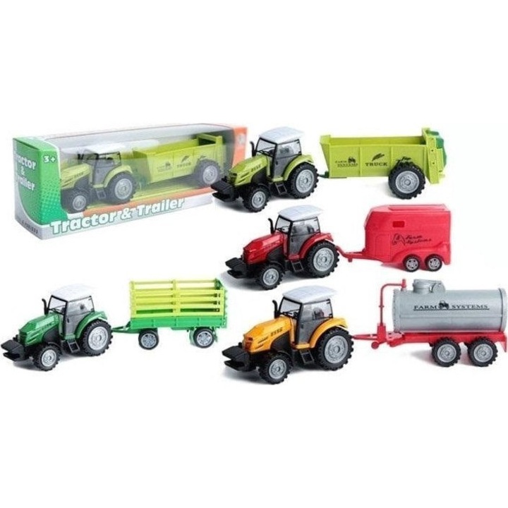 Tractor cu remorca, SWEDE, Plastic, Pentru 3+ ani, Model aleatoriu/Multicolor