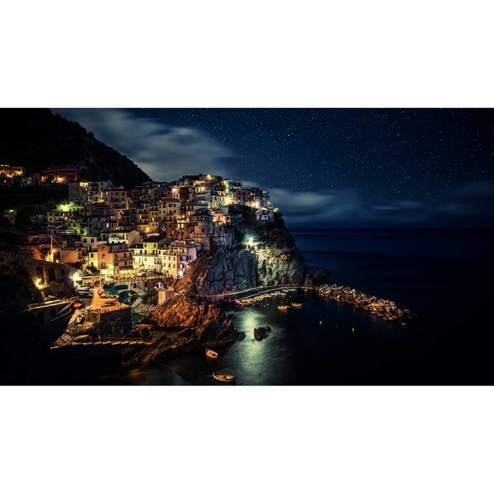 PVC öntapadós tapéta - Italian Village Manarola At Night, 100 x 150 cm