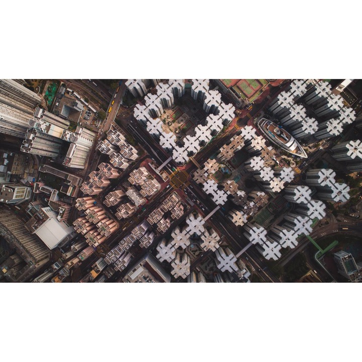 Öntapadó PVC tapéta - Shanghai Ului légi felvétele, 100 x 150 cm