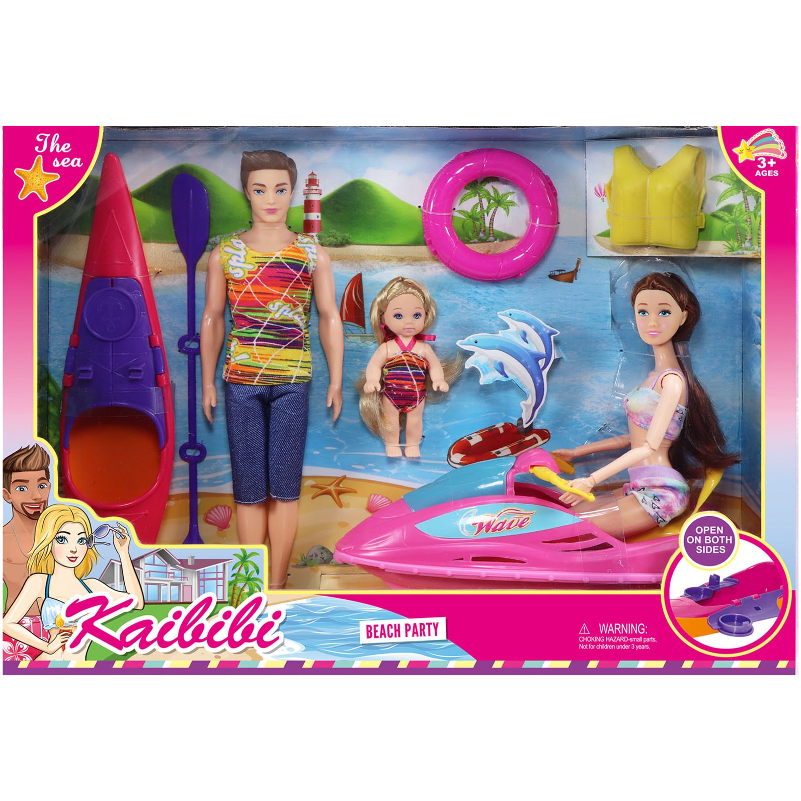 Set papusi Mappy 29 cm, Family Water Sports, cu skijet