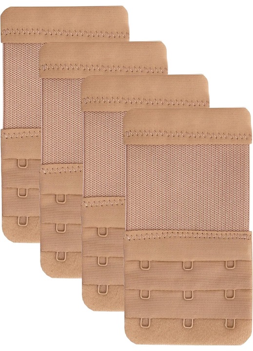 Extender pentru sutien, 3 randuri x 3 carlige, set 4 bucati, culoare piele
