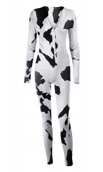 Női pizsama, poliészter/spandex, fehér/fekete, XL