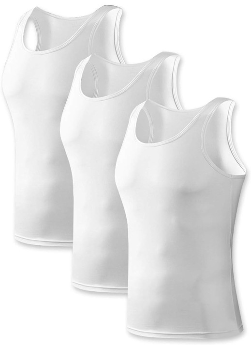 3db-os férfi felső készlet, JeiibrZui, Rayon, Alba`s, Fehér, XL
