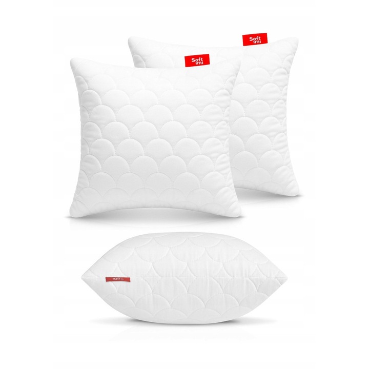 Set 2 Perne Matlasate, Softimi, De Dormit, Antialergice, Cu Fermoar, Reglare Inaltime, Moi Si Elastice, Suport Gat Si Cap, Produs In Polonia, Lavabile La 60 Grade, Calitate Premium, Material Moale, Durabile, 45x45 cm, Alb