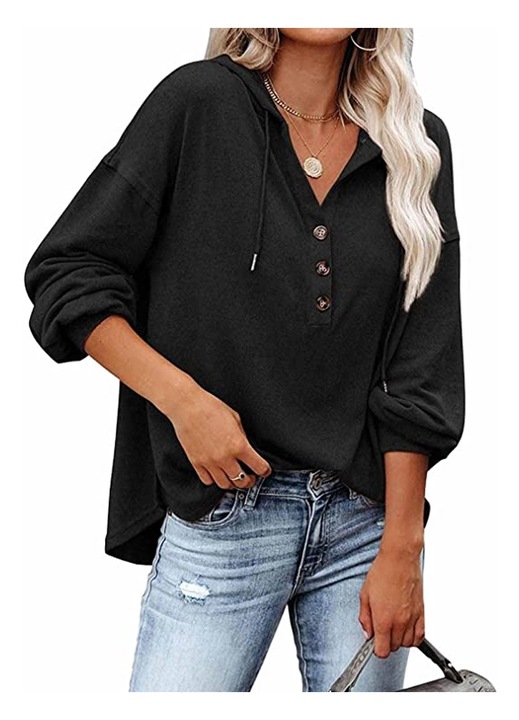 Női pulóver, Jeiibrzui, Textil, Fekete, Fekete