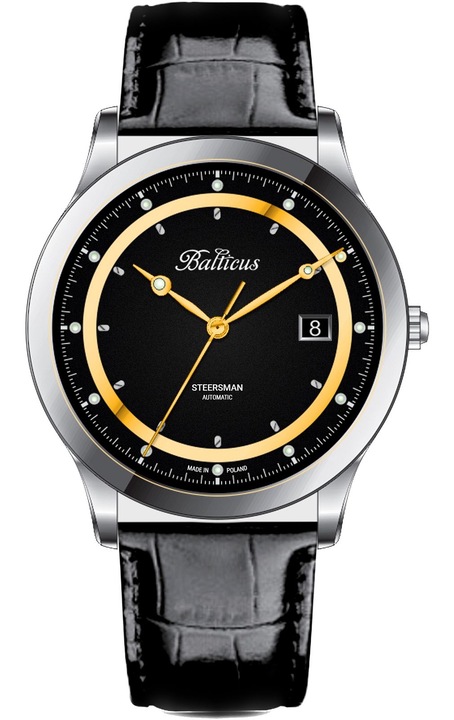 Ceas pentru barbati, Balticus, Inox, 5 ATM, Argintiu/Negru