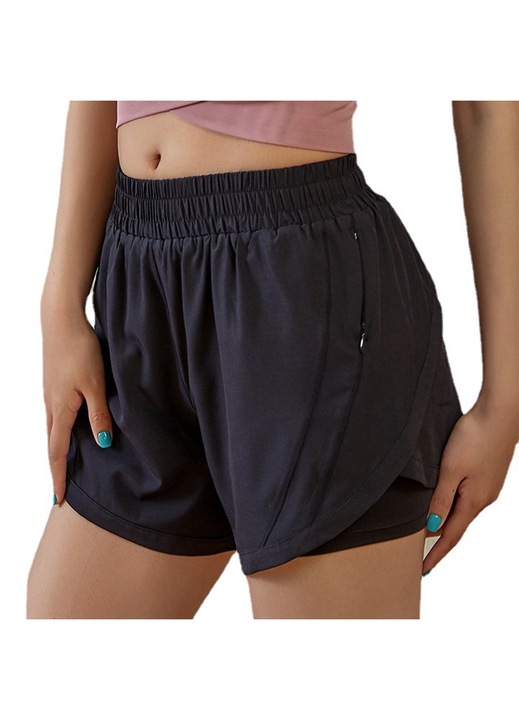 Pantaloni scurti sport dama JeiibrZui, alergare/yoga, poliester, negru, M INTL