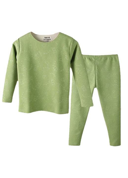 Set Bluza/Pantaloni pijama copii, JeiibrZui, Verde, Verde