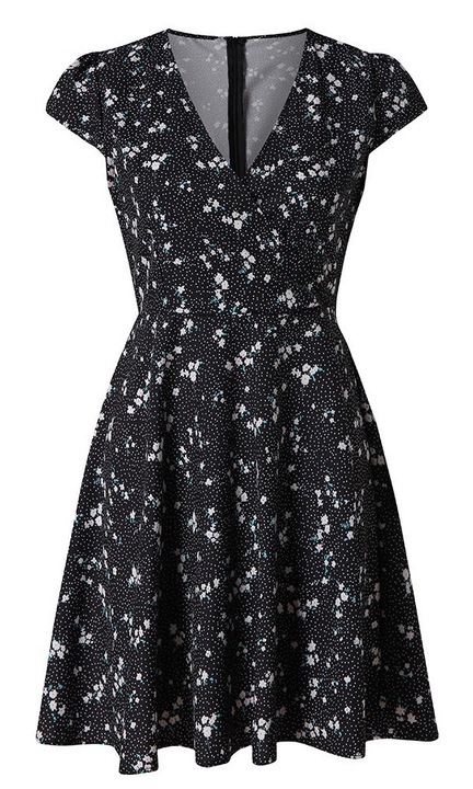 Рокля, QttvbTna, Текстил, Черна, Черен, XL