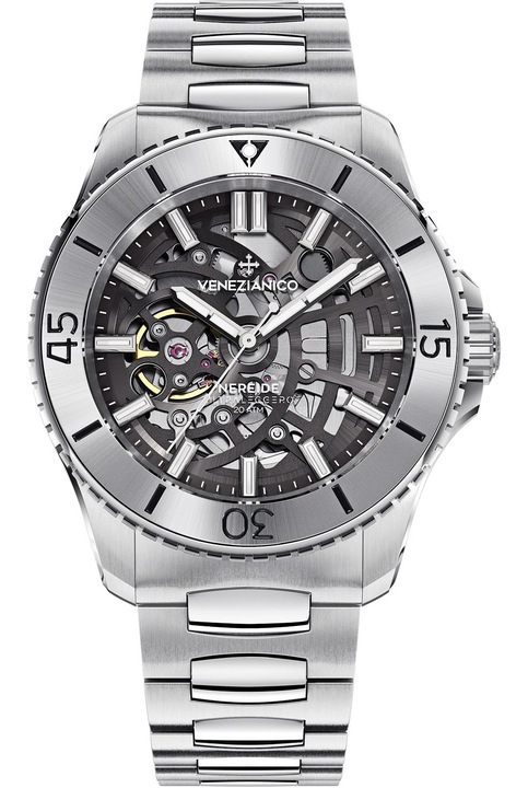 Мъжки часовник, Venezianico, неръждаема стомана, автоматик, сребро