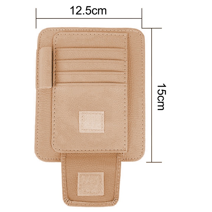 Органайзер за сенник за кола QttvbTna, PU кожа, много отделения, 15,5x12,3 см