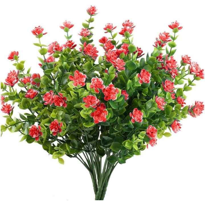 Mesterséges növény, Jormftte, 4 db-os készlet, piros/zöld, 35cm