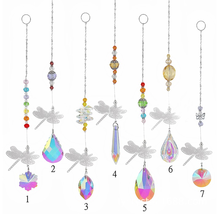 7 db-os dekoratív medálkészlet, Jormftte, Kristály, Többszínű