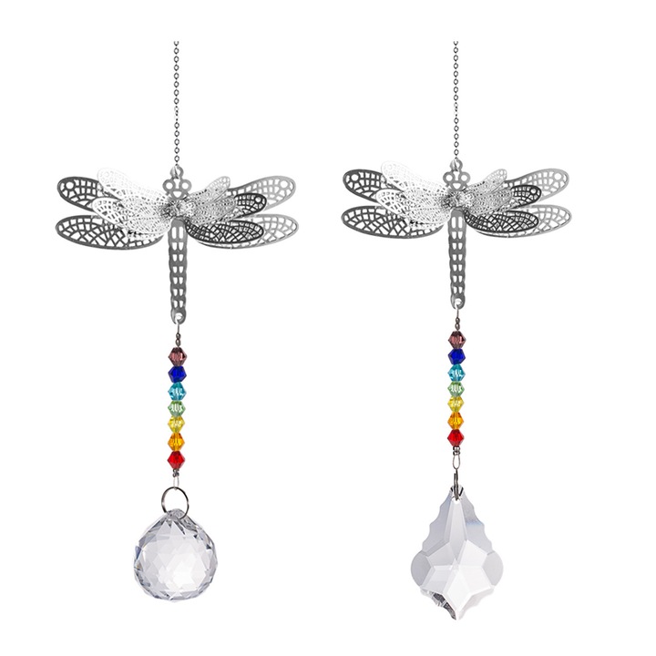 Bagoly ablakdísz színes kristályokból, 2 darabos szett, karácsonyi dekoráció, esküvők