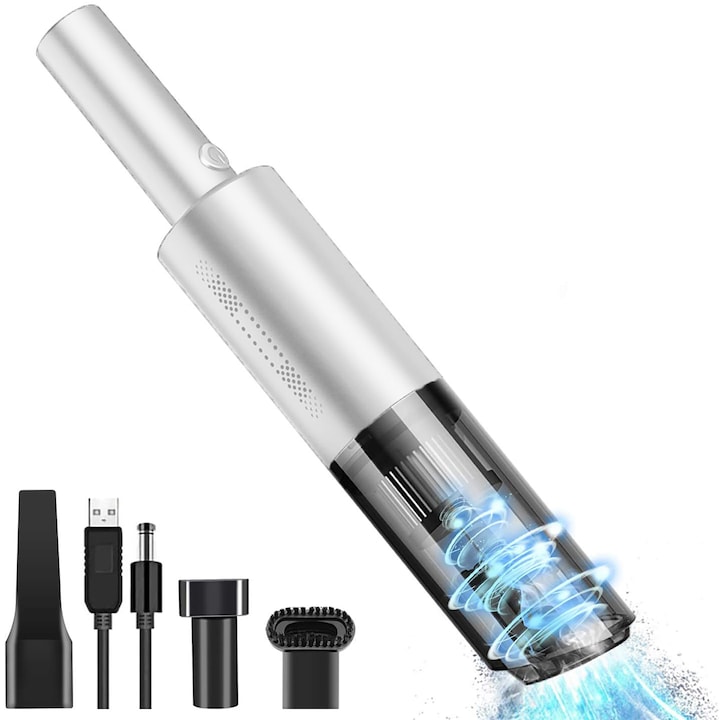 Aspirator fara fir, 65W, negru, 20.7x6.1x14.5cm, set cu perie si duza plata