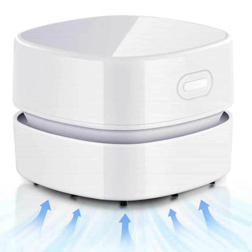 Aspirator de birou, portabil, reincarcabil USB, design rotativ 360°, 8x6.5cm, acumulator 1400mAh, alb