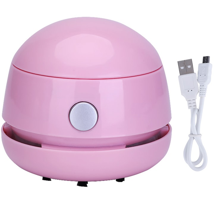 Aspirator de birou, 8x8x8cm, cu cablu USB, 600mAh, alb