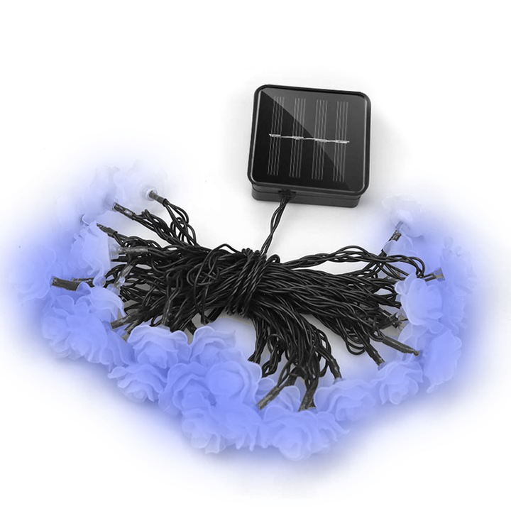 Lampi solare, lumini cu flori de trandafir, violet, pentru terasa, gradina, dormitor