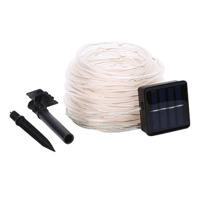 Lampa solara cu LED-uri, 22ft, 50LED, alb cald, pentru decorare gradina, petreceri, nunti