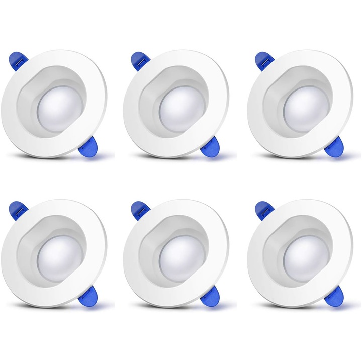 Set 6 spoturi LED incastrate, 4000K, 7W, 500lm, IP44, 109x46mm