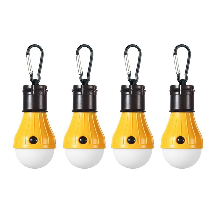 Комплект от 4 преносими лампи за палатки, LED, водоустойчиви, жълти