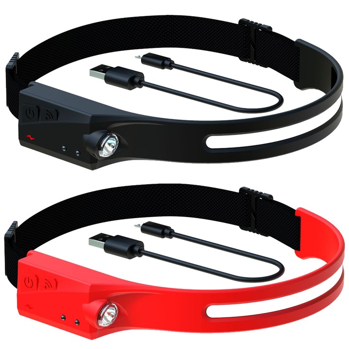 Lanterna frontala Cozevdnt, LED 1000 lumeni, design portabil, banda reglabila, ABS, multicolor