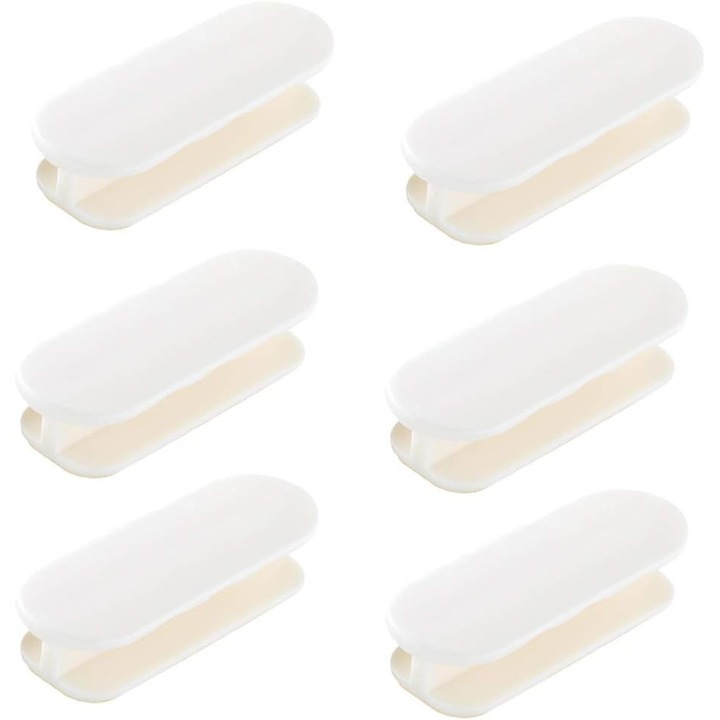 Set 6 manere autoadezive pentru mobila, ABS, alb, 4x9cm