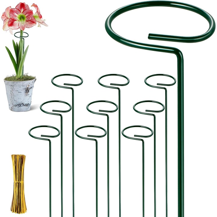 Set 10 suporturi pentru plante, metal, mov, 16 inch