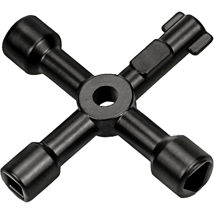 Cheie multifunctionala pentru tablouri electrice, zinc, negru, 7.2x7.2cm