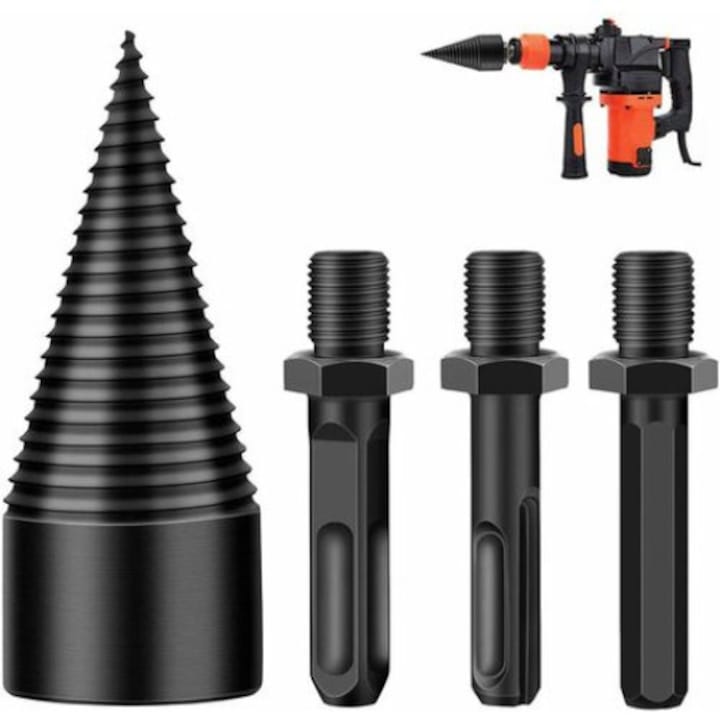 Set burghie pentru despicat lemne, 42mm, otel carbon, manere diverse, multicolor