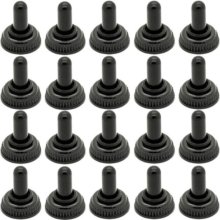 Set 20 capace cauciuc pentru comutatoare, QttvbTna, 6mm, negru, 14x17mm