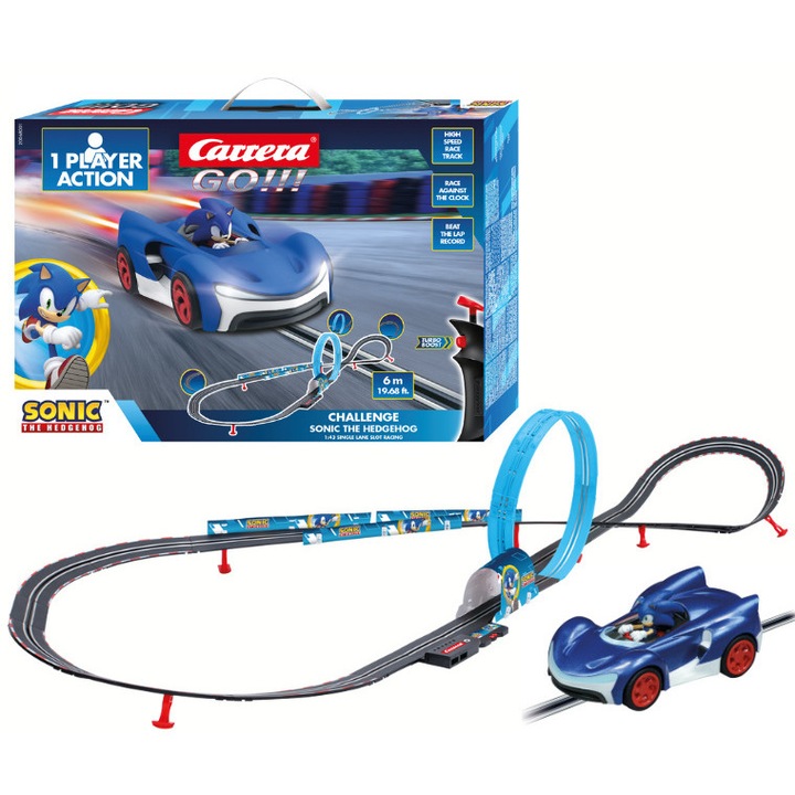 Set pista de curse si masinuta Carrera, SONIC The Hedgehog, 6m, Multicolor