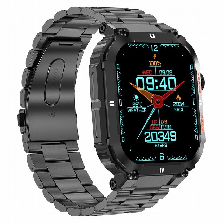 Smartwatch Barbati, Gravity, GT6-2, Bluetooth, Metal, 128MB, Negru