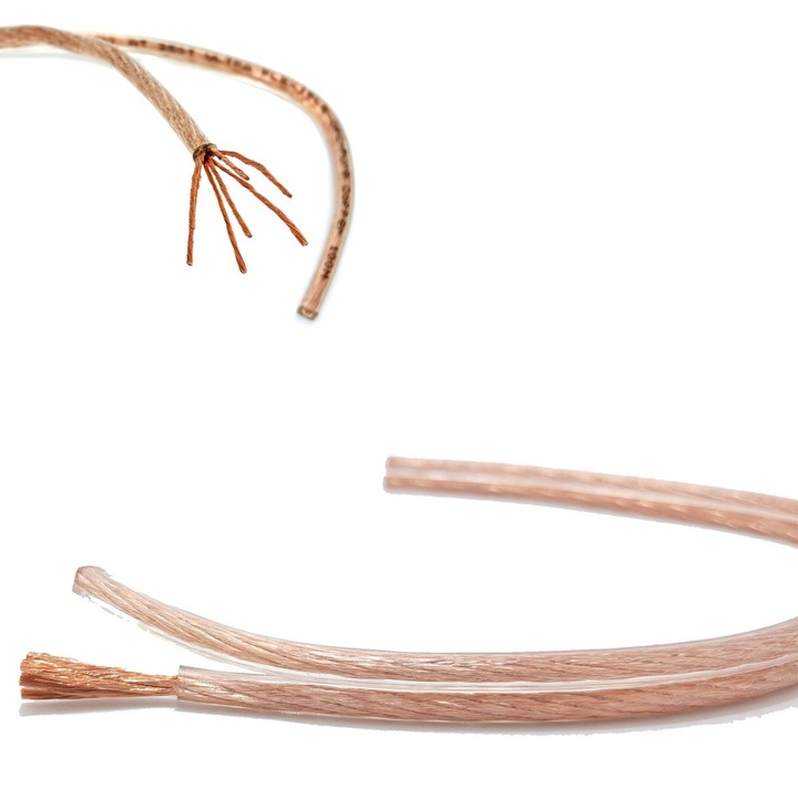 Hangszórókábel, akusztikus minőség, réz, átlátszó, 4.0mm