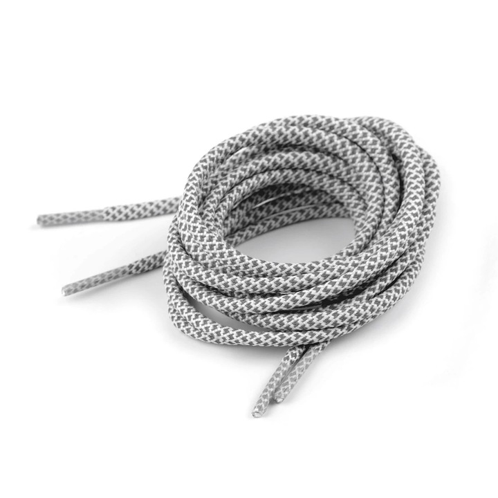 Много светло сиви кръгли отразяващи връзки за обувки 130 см 0612