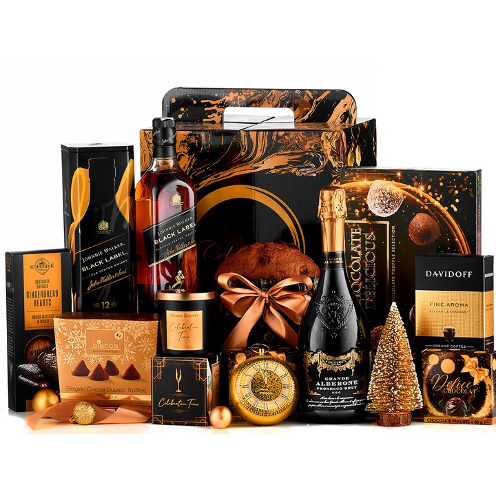 Cutie Cadou Best Image Master Gift cu Prosecco Grande Alberone, Johnnie Walker, Panettone, Trufe, Gingerbread, Lumanare Parfumata, Praline, Cafea