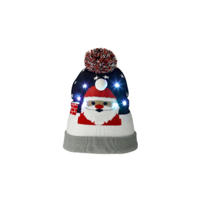 Karácsonyi motívumú sapka LED lámpával, TIENTEN, unisex, univerzális méret, TTC04 modell