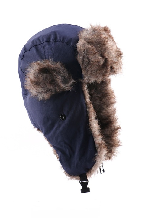 Caciula de barbati, prindere in doua moduri, model polar calduros cu urechi, tematica let’s party outside, marime universala, albastru navy, EFAYN