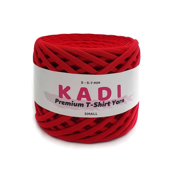 Banda textila pentru crosetat, KaDi Premium Small, 5-7 mm, 110 m, culoare Rubin