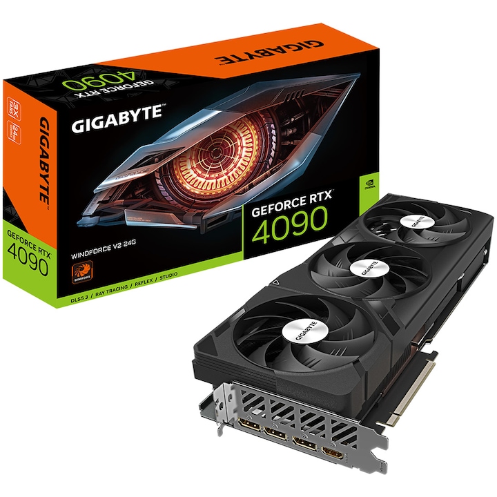 Gigabyte GeForce RTX® 4090 WindForce3 V2, 24 GB GDDR6X, 384-bit videokártya
