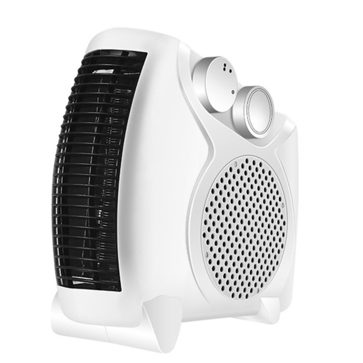 SIKS Hordozható elektromos légfűtő, hősugárzó, meleg levegős radiátor, 1000/2000 W teljesítmény, fényjelző, állítható termosztát, túlmelegedés elleni védelem, fehér