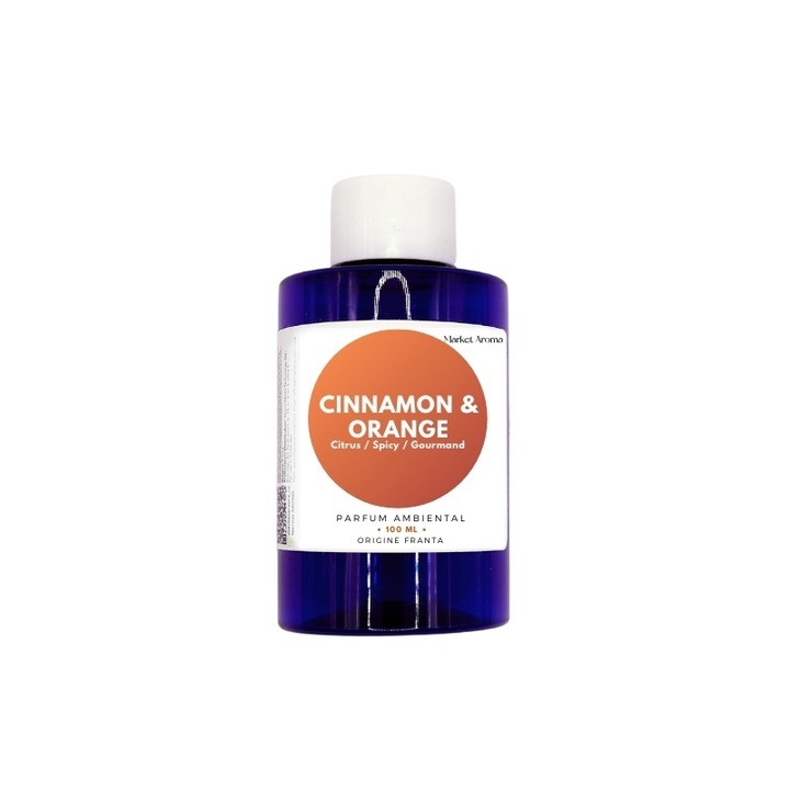 Rezerva de parfum pentru difuzor profesional Wave, Cinnamon&Orange 100 ml, Market Aroma