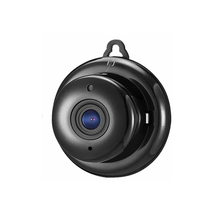 Mini HD kémkamera, EJ PRODUCTS V380, infravörös, Wifi, éjjellátó, kétirányú hang, mozgásérzékelés, dedikált alkalmazás, fekete