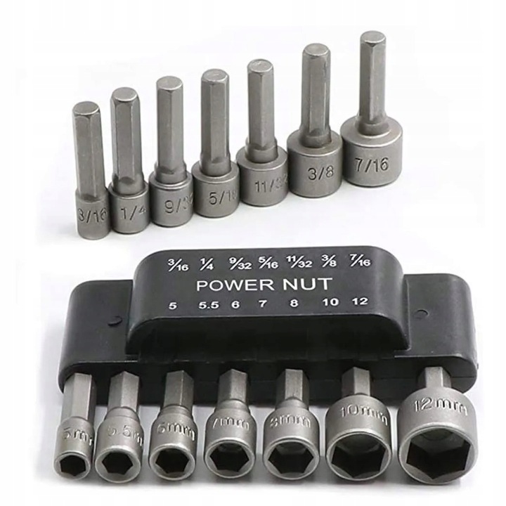 Seturi de prize, Rosfix, Inox, 5-12mm, 1/4, 14 buc., Gri