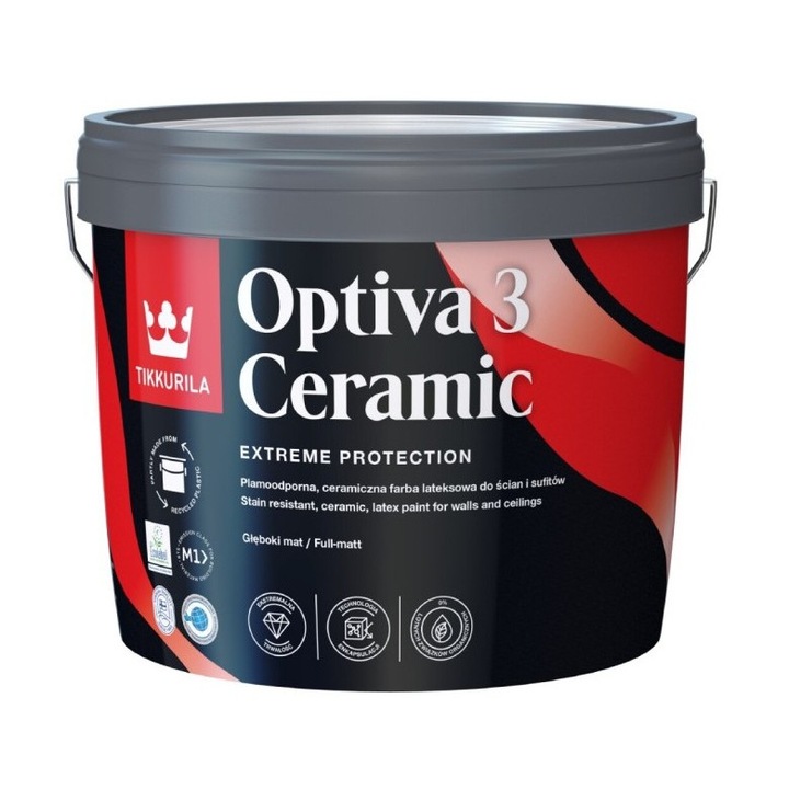 Beltéri falfesték Penészvédelem szobákban Tikkurila Optiva Ceramic Super Matt szürke színek 2,7 l