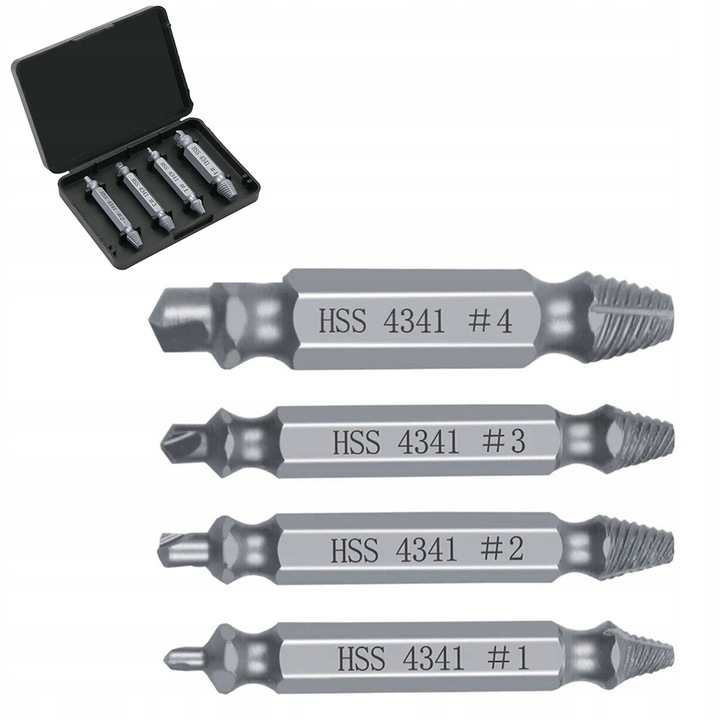 Set 4 biti pentru indepartarea suruburilor, Rosfix, Metal, Argintiu